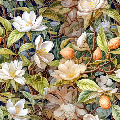 Enchanted Forest Linen Curtain Fabric - Ivory