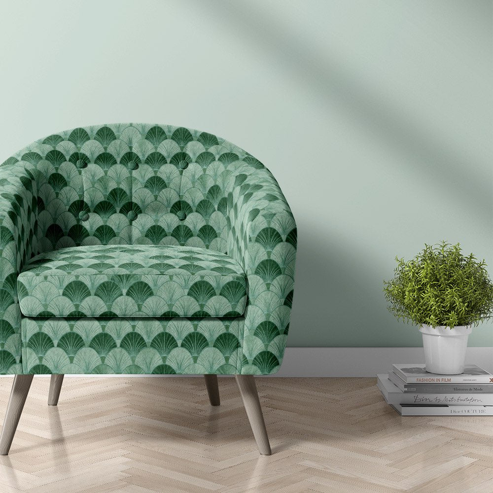 Art Deco Velvet Upholstery Fabric – Fans Geometric Design – The ...