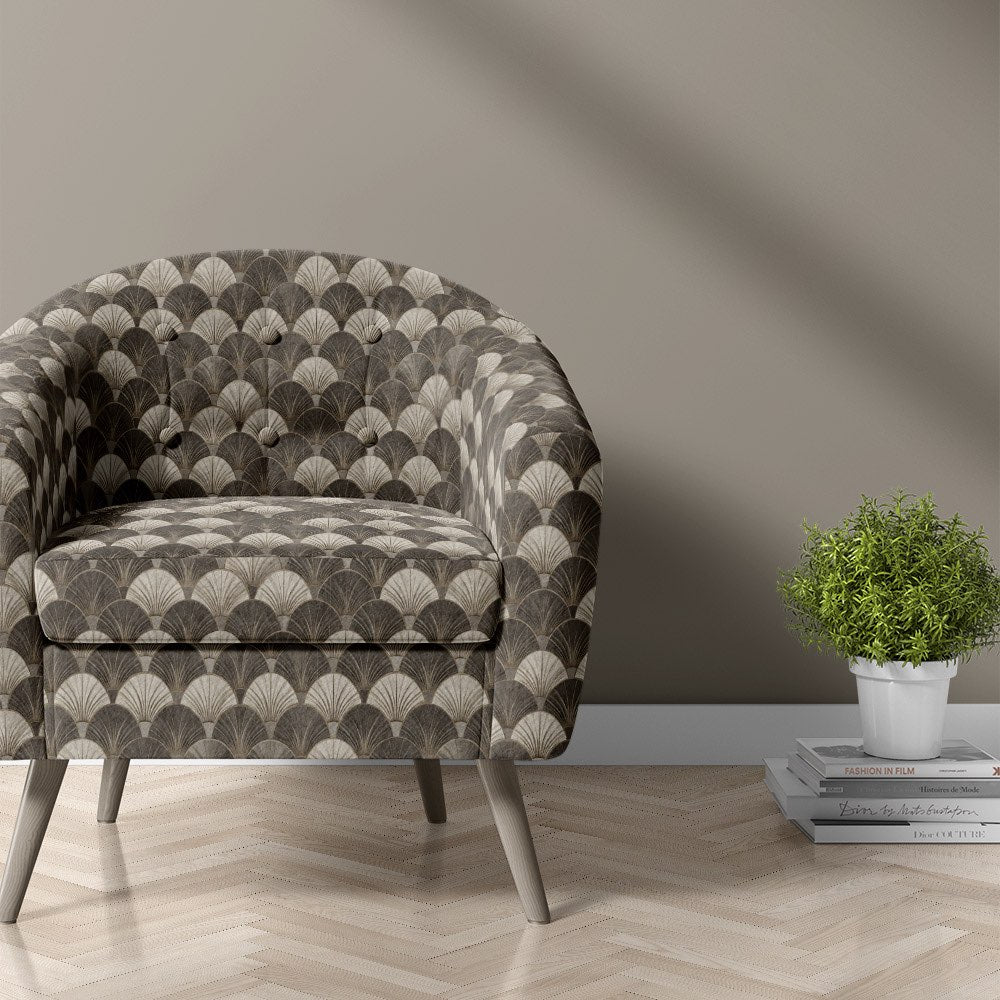 Art Deco Velvet Upholstery Fabric – Fans Geometric Design – The ...