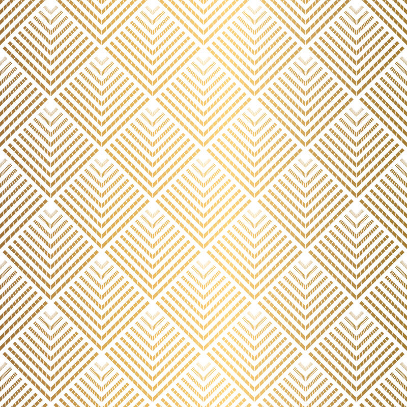 Gold geometric velvet upholstery fabric with repeating art deco diamond pattern