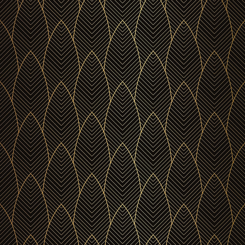 Feathered Velvet ebony gold fire retardant velvet fabric flat image with Art Deco feather design