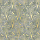 Feathercrest Fossil neutral velvet fabric flat image with elegant scalloped feather design