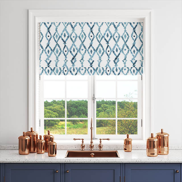 Fez Cotton Curtain Fabric - Aegean