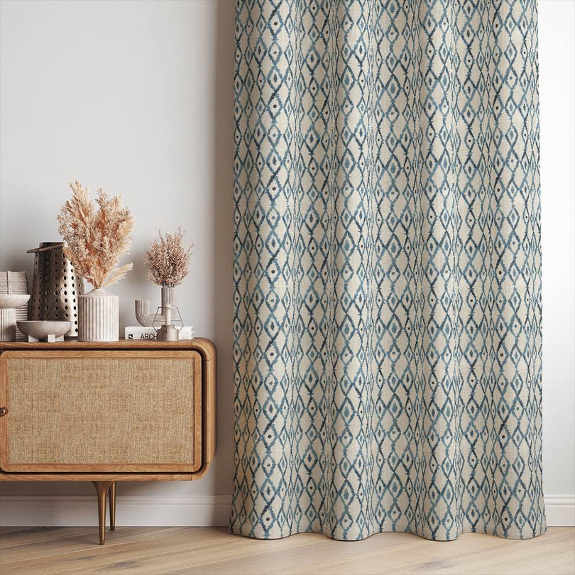 Fez Aegean - Printed Linen Curtain Fabric
