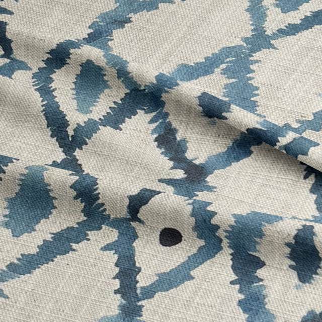 Fez Aegean - Printed Cotton Curtain Fabric UK