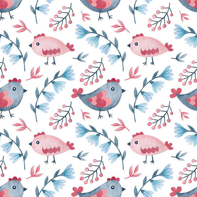 Folk Chick Cotton Curtain Fabric - Pink