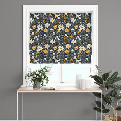 Folk Pasture Cotton Curtain Fabric - Ochre
