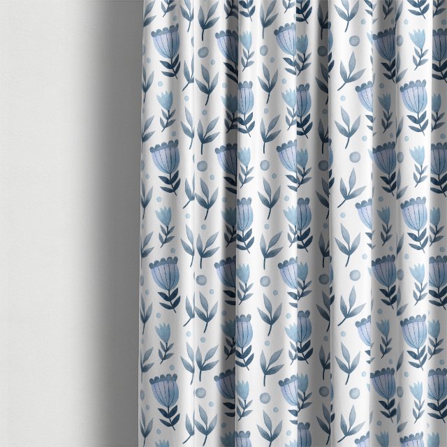 High-quality blue curtain fabric made of organic cotton material