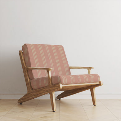 Foxwolde Striped Upholstery Fabric in Blush – chair upholstered in modern striped design