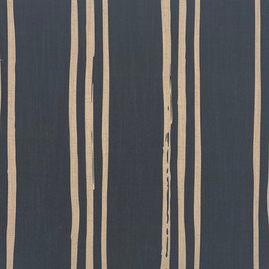 Foxwolde Striped Upholstery Fabric in Navy – fabric swatch showing navy background and ivory stripes