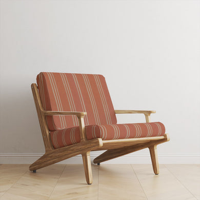 Foxwolde Striped Upholstery Fabric in Peach – peach upholstery with freehand stripes on chair