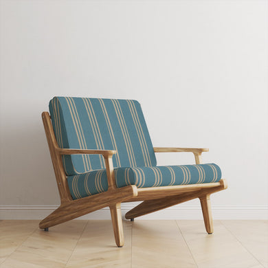 Foxwolde Striped Upholstery Fabric in Sky – soft blue fabric with linen-look stripes