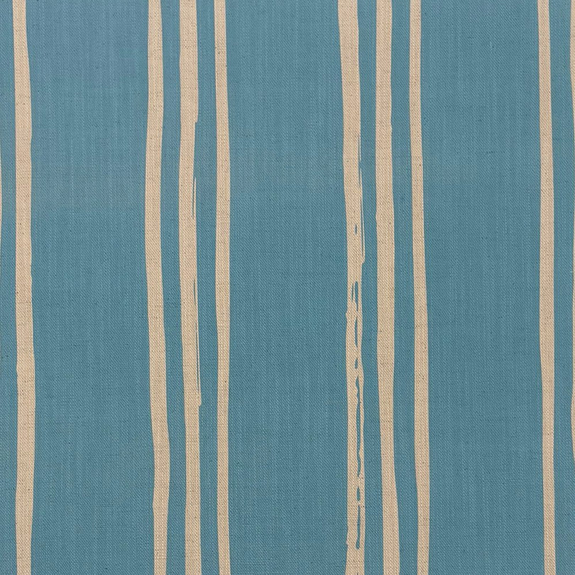 Foxwolde Striped Upholstery Fabric in Sky – blue striped fabric styled on light wood chair