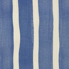 Flat image of Fresno Stripe Blue linen curtain fabric in bold cobalt and off-white alternating vertical stripes