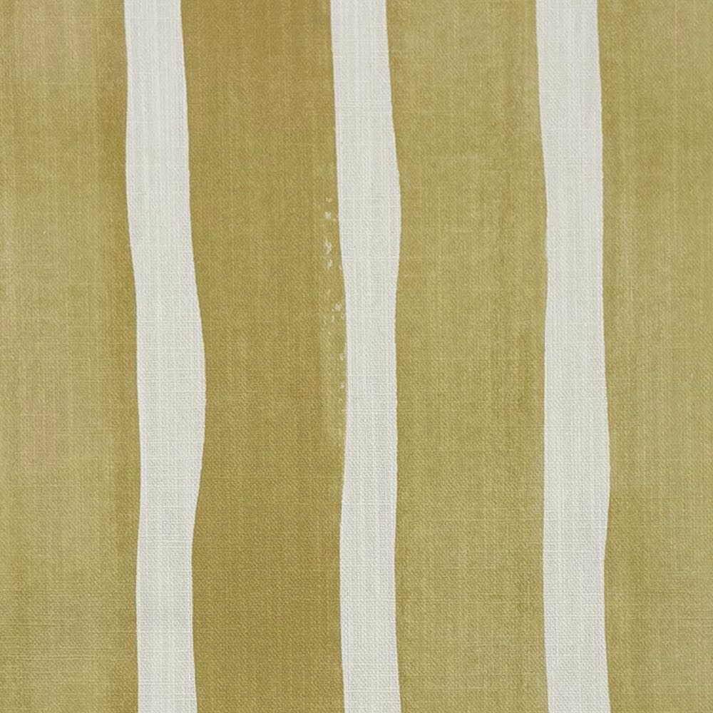 Flat image of Fresno Stripe Golden linen curtain fabric in mustard yellow and soft off-white alternating stripes