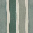 Flat image of Fresno Stripe Green linen curtain fabric featuring tonal sage green and ivory painterly stripes