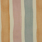 Flat image of Fresno Stripe Pastel linen curtain fabric with peach, lilac and pale green vertical painterly stripes