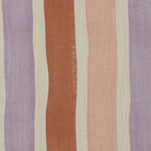 Flat image of Fresno Stripe Sorbet linen curtain fabric with stripes in lilac, rust, blush pink and ivory tones