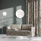 Fritillaria Duck Egg velvet upholstery fabric – sofa and curtain set in botanical floral velvet