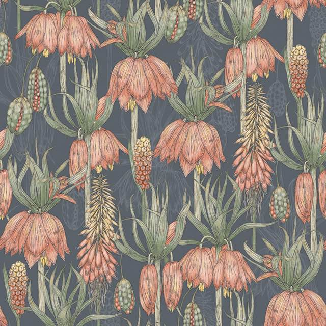 Fritillaria Noir velvet upholstery fabric – floral velvet fabric close-up