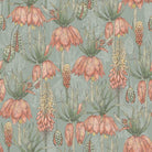 Fritillaria Teal Mist velvet upholstery fabric – floral velvet fabric close-up