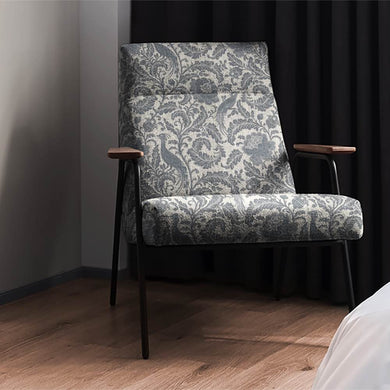 Garden Of Elegance Denim - Bird Floral Upholstery Fabric For Chairs