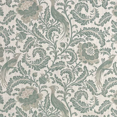 Garden Of Elegance Green - Bird Floral Upholstery Fabric
