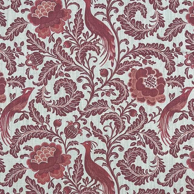Garden Of Elegance Red - Bird Floral Upholstery Fabric