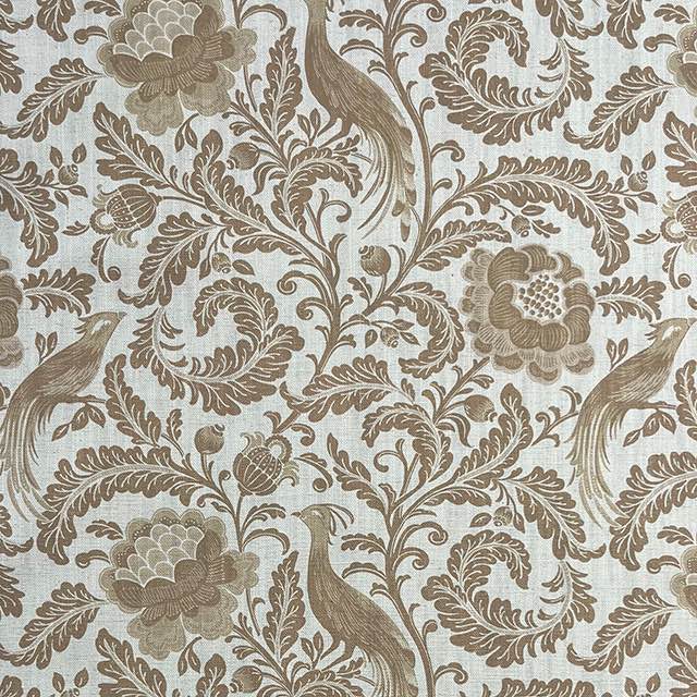 Garden Of Elegance Straw - Bird Floral Upholstery Fabric