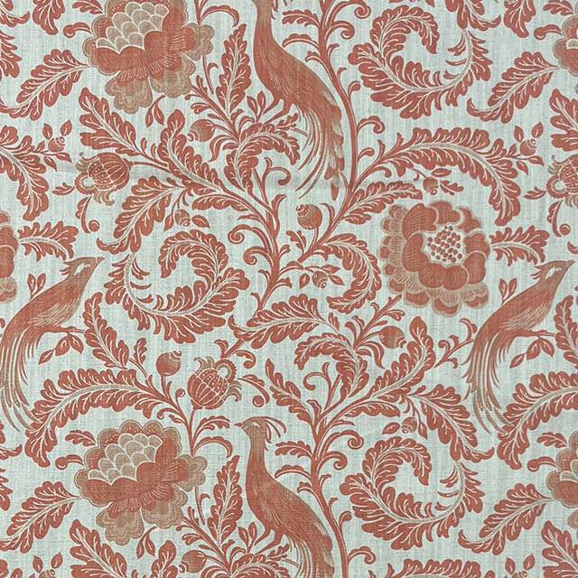 Garden Of Elegance Tangerine - Bird Floral Upholstery Fabric