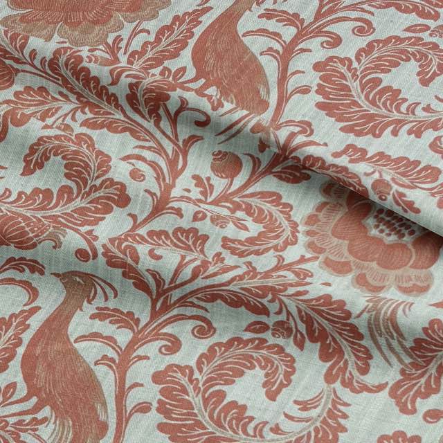 Garden Of Elegance Tangerine - Bird Floral Furnishing Fabric