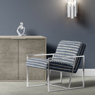 Garonne natural striped fabric with a classic woven texture, ideal for upholstered chairs, sofas, and cushions.