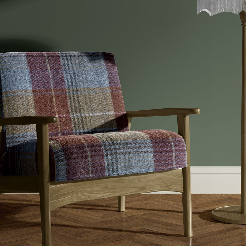 Glencross Wool Plaid Upholstery Fabric - Rosewood