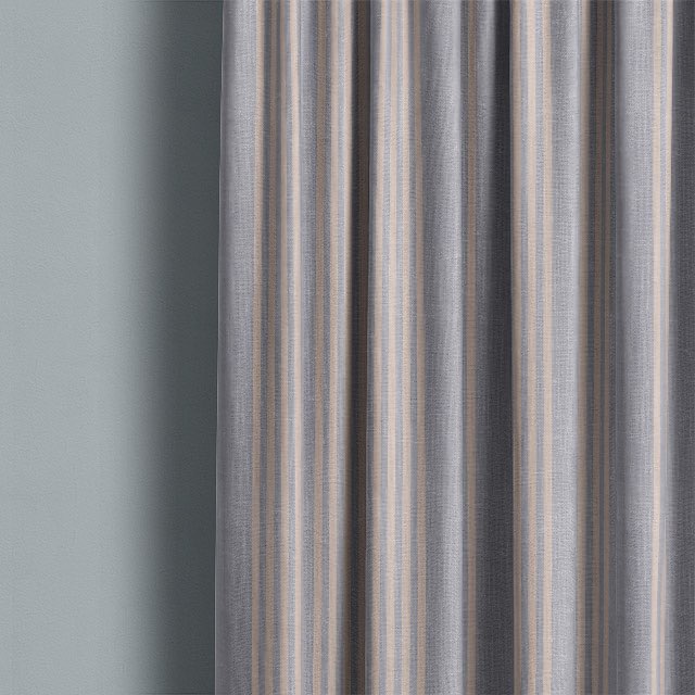 High-quality Hampton Stripe Cotton Curtain Fabric in Blue, a timeless and classic choice for any room