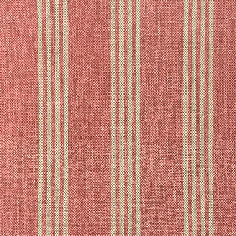 Hampton Red striped upholstery fabric flat image, cotton-linen stripe for statement chairs, headboards, cushions and curtains
