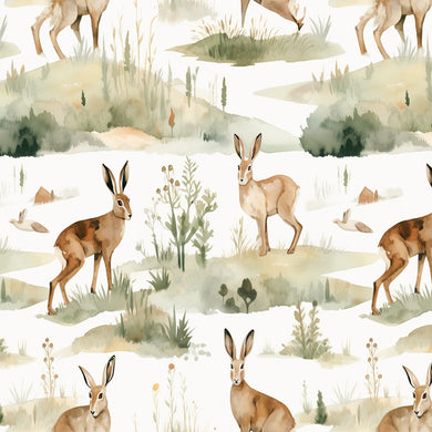Hares Cotton Curtain Fabric Brown – animal print cotton fabric for curtains