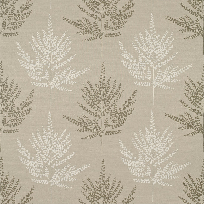 Harlequin Folium curtain fabric in Hemp/Chalk with an elegant leaf motif.