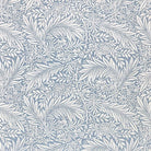 Cameo Blue velvet fabric with cream leaf and floral design – flat swatch image
