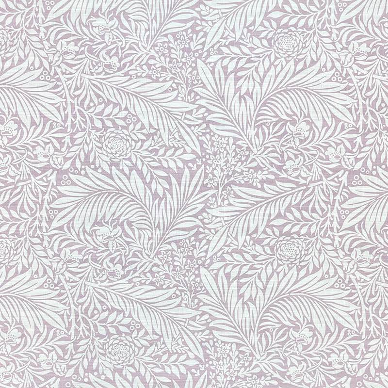 Cashmere Rose velvet fabric with white floral and leaf motif – flat fabric swatch