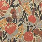     vintage floral upholstery fabric with terracotta and ochre botanical pattern printed on linen blend