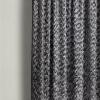 Harris Tweed 100% Wool Upholstery Fabric - Black Grey