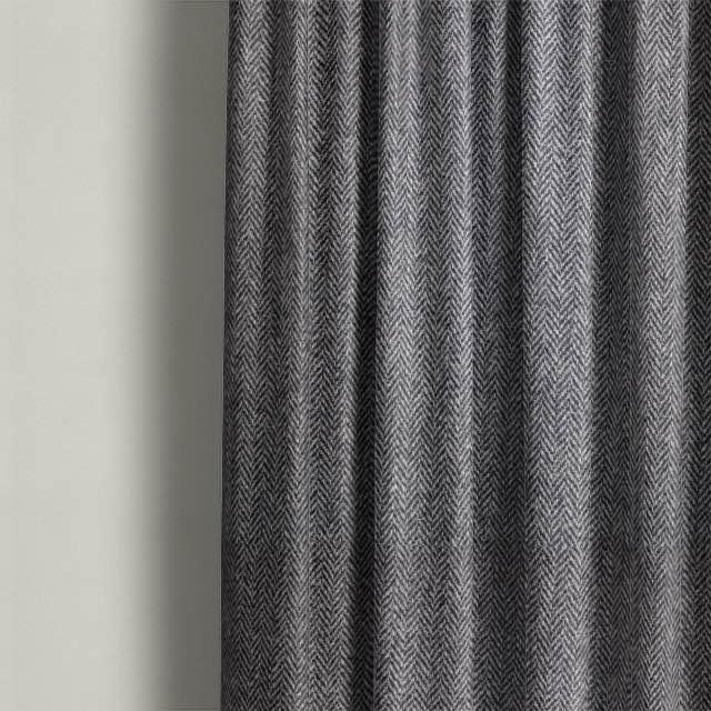 Harris Tweed 100% Wool Upholstery Fabric - Black Grey