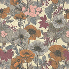 Harrogate floral curtain fabric in vintage tones – flat image showing detailed botanical pattern on linen blend