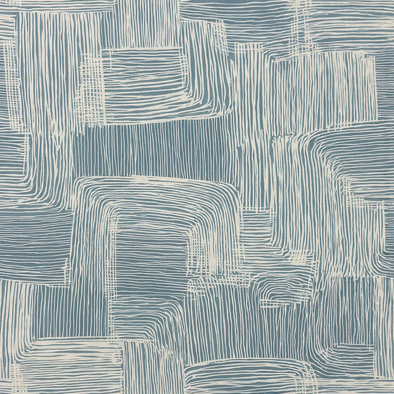     pale ice blue cotton curtain fabric featuring fine hand drawn linework and tonal texture