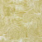     ochre yellow curtain fabric with bold hand drawn linear pattern and warm tonal depth