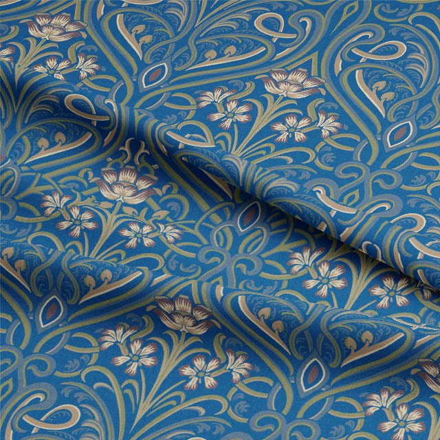 Hathaway Linen Curtain Fabric - Blue