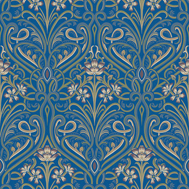 Hathaway Linen Curtain Fabric - Blue