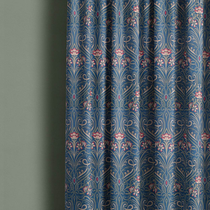 Hathaway Blue - Traditional Curtain Fabric For Sale UK