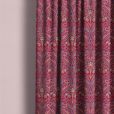 Hathaway Linen Curtain Fabric - Red