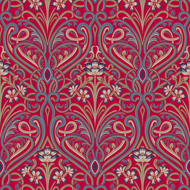 Hathaway Linen Curtain Fabric - Red